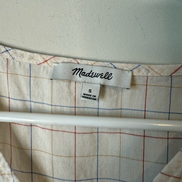 Madewell rainbow windowpane tie front  blouse size small - Picture 6 of 8